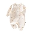 thumbnail image 1 of WRKEKC Infant Print Romper Ribbed Crew Neck Snap Buttons Thickened Warm Snug Comfortable Fitting Fall Winter Jumpsuit for Boys and Girls 3-24 Months, 1 of 5