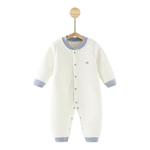 WRKEKC Infant Quilted Romper Pattern Crew Neck Snap Buttons Thickened Warm Snug Fitting Fall Winter OutFitting for Boys and Girls 3-24 Months