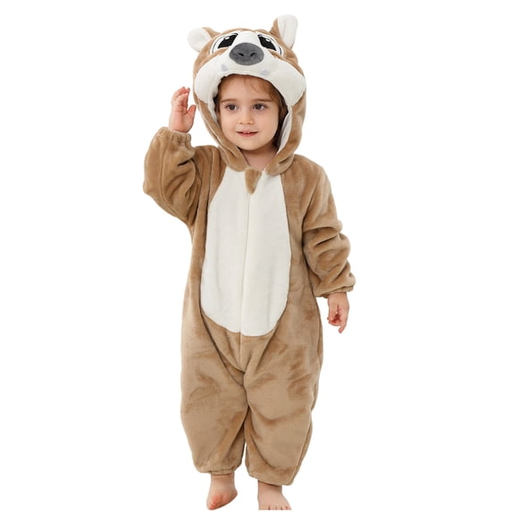 WRKEKC Infant Romper Hooded Footed Zipper Front Thickened Warm Snug Fitting Fall Winter OutFitting for 3 Months-4 Years Boys and Girls