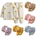 thumbnail image 1 of WRKEKC Infant Toddler Boys and Girls Fall Winter Loungewear Set 2-Piece Plush Fleece Fruit Animal Print Thickened Long-Sleeve Top and Elastic-Waist Pants Set 6Months-12Years, 1 of 4