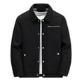 thumbnail image 1 of WRKEKC Jacket Men Solid Color Long Sleeve Turndown Collar Zip Up Cardigan Corduroy Thickened Sherpa Lined Jacket Outerwear, 1 of 5