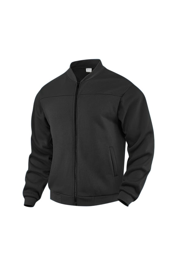 Jackets for Men No Hood Solid Color Zipper Loose Fitting Pocket Collared Jacket Long Sleeve Casual Fall Winter Outerwear for Men