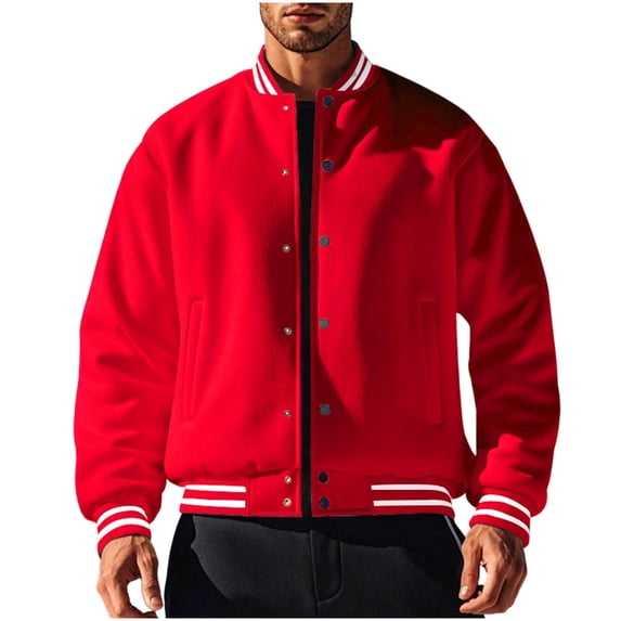 WRKEKC Jackets for Men Winter Lightweight Zip Up Stand Collar Long Sleeve Solid Heavyweight Coat with Button Flap Pockets and Warm Lining