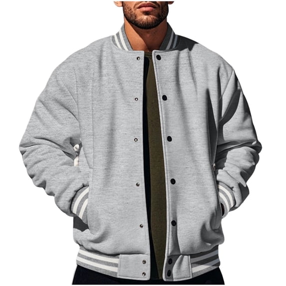 WRKEKC Jackets for Men Winter Lightweight Zip Up Stand Collar Long Sleeve Solid Heavyweight Coat with Button Flap Pockets and Warm Lining