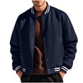thumbnail image 1 of WRKEKC Jackets for Men Winter Lightweight Zip Up Stand Collar Long Sleeve Solid Heavyweight Coat with Button Flap Pockets and Warm Lining, 1 of 6