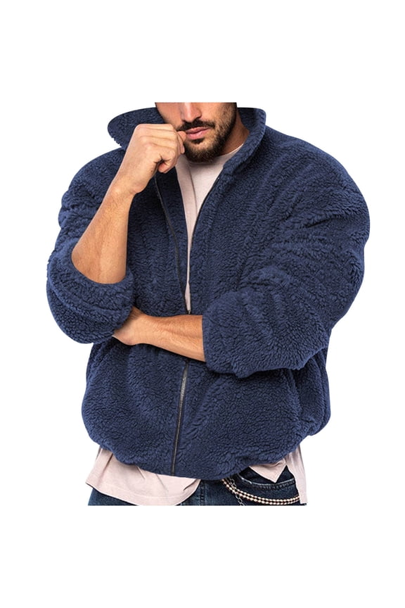 Jackets for Men with Hood Double-Faced Fleece Zipper Hoodie Jacket Long Sleeve Casual Fall Winter Warm Outerwear for Men