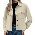 thumbnail image 1 of WRKEKC Jacket for Women Trendy Cropped Corduroy Button Down Puffer Jacket Long Sleeve Shirt Jacket for Women Fall Winter Distinctive Color Outfits, 1 of 7
