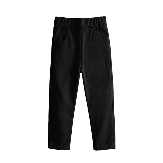WRKEKC Jeans for Girls Solid Casual Slim Leg Pants Everyday Cotton Stretch Trousers with Two Pockets 3-13 Years