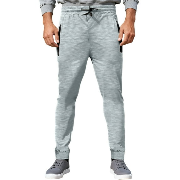 WRKEKC Joggers for Men Fashion Solid Color Drawstring Elastic Waist Pocket Zipper Long Pants for Daily Casual Outings Gym Stylish Comfortable Wear