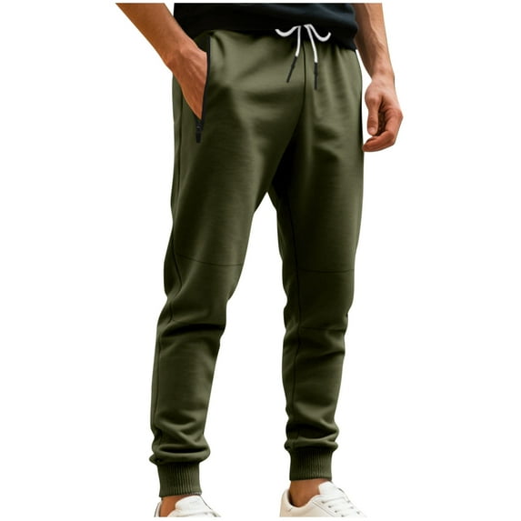 WRKEKC Joggers for Men Solid Color Elastic Waist Drawstring Pocket Athletic Cuffed Pants for Gym Daily Casual Active Wear