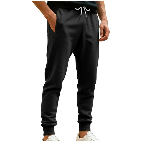 WRKEKC Joggers for Men Solid Color Elastic Waist Drawstring Pocket Athletic Cuffed Pants for Gym Daily Casual Active Wear