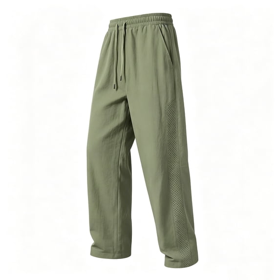 WRKEKC Joggers for Men Solid Mesh Breathable Quick Dry Drawstring Elastic Waist Straight Leg Trousers Loose Casual Summer