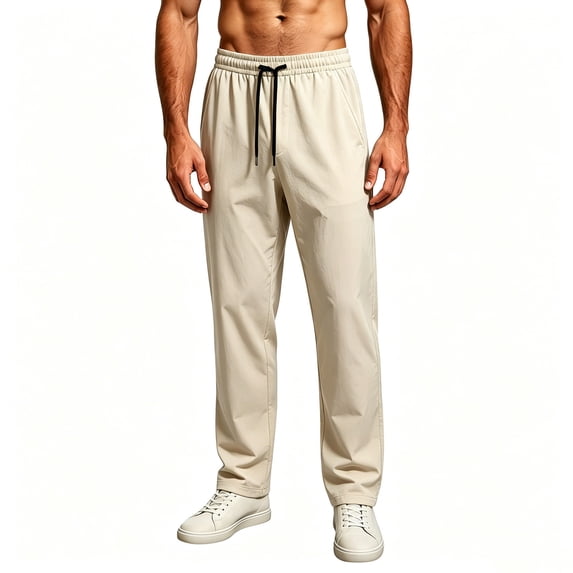 WRKEKC Joggers for Men Solid Mesh Quick Dry Drawstring Elastic Waist Straight Leg Trousers Loose Casual Summer Breathable