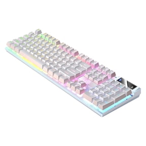 WRKEKC Keyboard Gaming Keyboard USB Wired Floating Keyboard, Ergonomic Water-Mechanical Feeling Keyboard, Ultra-Slim LED Backlit Keyboard for Desktop, Compute White