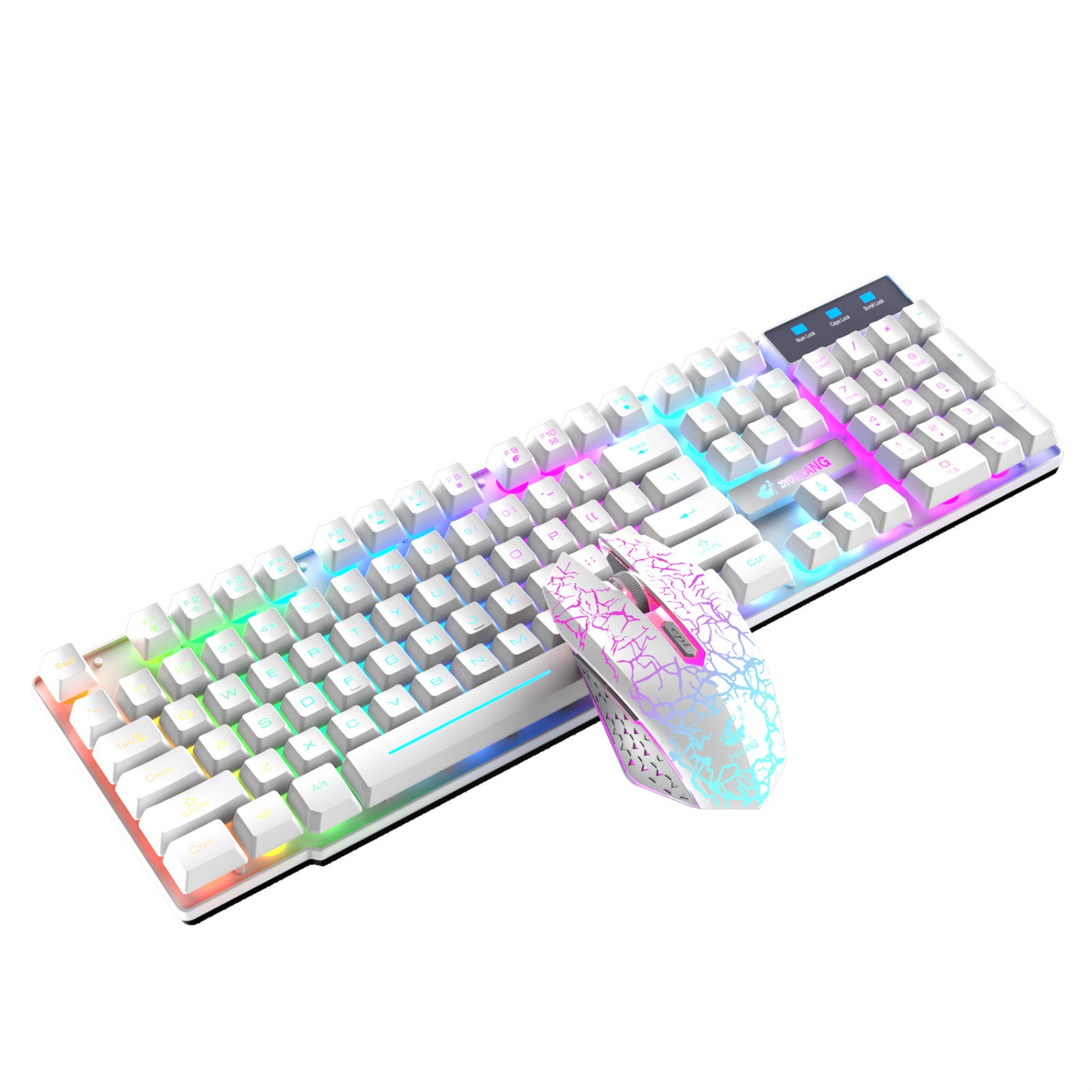 WRKEKC Keyboard Wireless Gaming Keyboard and Mouse Combo with LED Backlit Rechargeablle C