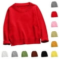 thumbnail image 1 of WRKEKC Kids Crewneck Solid Color Long Sleeve Knit Sweater Boys and Girls Soft Thick Warm Cozy Pullover for 1-7 Years Toddlers Fall Winter Stylish Casual Daily Outwear, 1 of 8