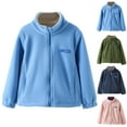 thumbnail image 1 of WRKEKC Kids Fleece Jacket Solid Color Durable Polar Fleece Stand Collar Full Zip Jacket with Pocket for Girls Boys 1-14 Years Warm Thickened Casual Outerwear Fall Winter Jackets, 1 of 5