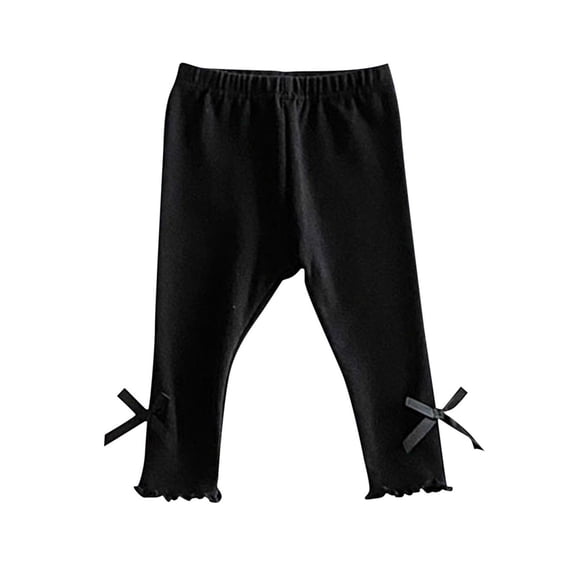 WRKEKC Kids Leggings Bow Tie Print Base Layer Versatile Outerwear Casual Stretch Lace Pants for Boys and Girls 6 Months - 4 Years Fall Wear Long Pants