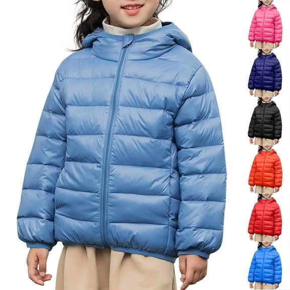 WRKEKC Kids Lightweight Warm Down Jacket Winter Hooded Puffer Coat Solid Color Insulated Outerwear for Boys and Girls 4-16 Years Cold Weather Casual Sports and Outdoor Activities