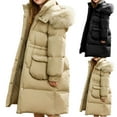 thumbnail image 1 of WRKEKC Kids Mid Length Thickened Puffer Jacket with Fur Trim Hooded Warm Coat for Girls Boys Heavyweight Outerwear Designed for Winter Cold Weather and Snow Days, 1 of 5