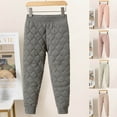thumbnail image 1 of WRKEKC Kids Mid-Waist Quilted Pants Elastic Waist Fleece Lined Thickened Thermal Breathable Long-Lasting Comfy Winter Lounge Inner Wear Pants for Kids 4-16 Years, 1 of 5