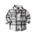 thumbnail image 1 of WRKEKC Kids Plaid Shirt Button-Front Long Sleeve Collared Pockets Plaid Print Fall Winter Outerwear for Boys and Girls 2-10 Years, 1 of 9