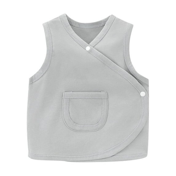 WRKEKC Kids Puffer Vest Solid Color Wrap Style Lightweight Sleeveless Jacket with Pocket Casual Outerwear for 0-3 Years Boys and Girls Fall