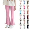 thumbnail image 1 of WRKEKC Kids Ribbed Flare Leggings Ruffled Hem Elastic Waist Convertible Wear Stretchy Comfy Trendy Casual Activewear Multiple Colors Fall Winter Pants for Kids 2-8 Years, 1 of 5