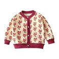 thumbnail image 1 of WRKEKC Kids Soft Knit Cardigan Baseball Collar Print Button Down Long Sleeve Thick Warm Cozy Sweater for 1-8 Years Toddlers Boys and Girls Fall Winter Stylish Casual Outwear, 1 of 3