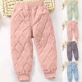thumbnail image 1 of WRKEKC Kids Solid Color Quilted Pants Fleece Lined Elastic Waist Cuffed Hem Loose Fitting Thickened Warm Stretchy Long-Lasting Comfy Fall Winter Pants for 1-7 Years, 1 of 8