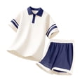 thumbnail image 1 of WRKEKC Kids Summer Outfits School Collared Button Down Short Sleeve Top and Elastic Waist 5 Inch Shorts Set for 4-16 Years, 1 of 7