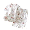 thumbnail image 1 of WRKEKC Kids Summer Outfits Seamless Round Neck Short Sleeve Pajama All Over Print Comfort Set for 6 Months-12 Years, 1 of 4