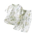 thumbnail image 1 of WRKEKC Kids Summer Outfits Seamless Round Neck Short Sleeve Pajama All Over Print Comfort Set for 6 Months-12 Years, 1 of 8