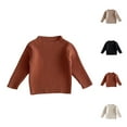 thumbnail image 1 of WRKEKC Kids Sweater Crew Neck Rib Knit Solid Color Long Sleeve Warm Knitted Top for Toddlers 6 Months-6 Years Cozy Fall Winter Knitwear, 1 of 3