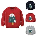thumbnail image 1 of WRKEKC Kids Sweater Crewneck Christmas Print Knit Pullover Long Sleeve Festive Warm Top for 2 - 10 Years Boys Girls Fall Winter, 1 of 3