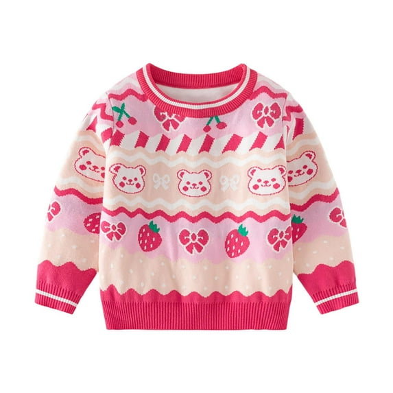 WRKEKC Kids Sweater Crewneck Christmas Print Knit Pullover Long Sleeve Festive Warm Top for 2 - 10 Years Boys Girls Fall Winter