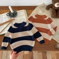 thumbnail image 1 of WRKEKC Kids Sweater Toddler 18 Monts-8 Years Boys Girls Long Sleeve Mock Neck Stripe Print Knit Warm Winter Pullover Multiple Colors, 1 of 7