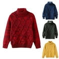 thumbnail image 1 of WRKEKC Kids Sweater Turtleneck Pattern Print Ribbed Knit Thickened Pullover Long Sleeve Classic Warm Top for 2 - 12 Years Boys Girls Fall Winter, 1 of 4