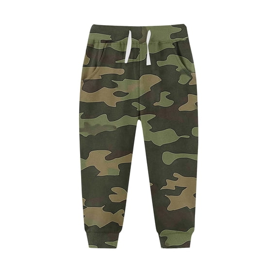 WRKEKC Kids Sweatpants Camouflage Small Print Elastic Waist with Drawstring and Pockets Fleece Lined Thickened Casual Athletic Long Pants for 2-13 Years