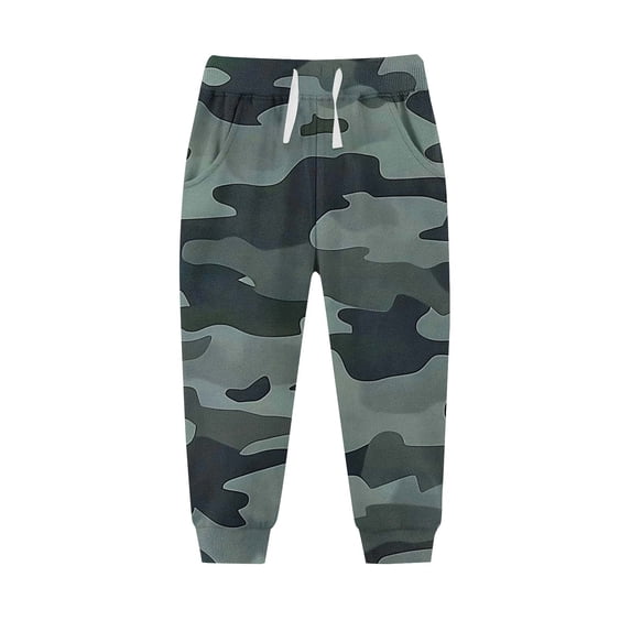 WRKEKC Kids Sweatpants Camouflage Small Print Elastic Waist with Drawstring and Pockets Fleece Lined Thickened Casual Athletic Long Pants for 2-13 Years