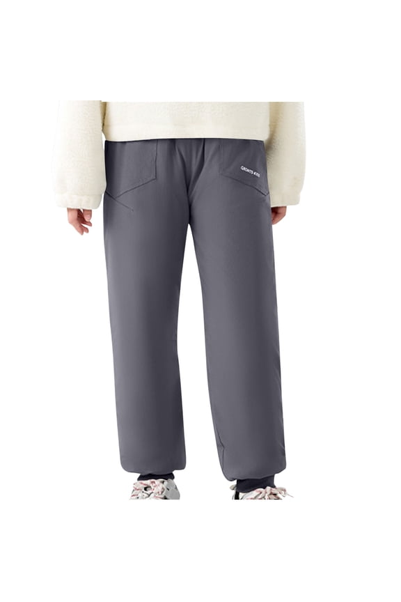 Kids Sweatpants Solid Color Silk Wool Blend Fleece Lined Thickened Ski Pants for Boys and Girls 5-15 Years Winter Warmth Long Pants