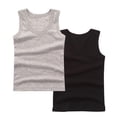 thumbnail image 1 of WRKEKC Kids Tank Tops Solid Color Round Neck Sleeveless T Shirt Summer Soft Breathable 2 Pack for 2-14 Years, 1 of 3