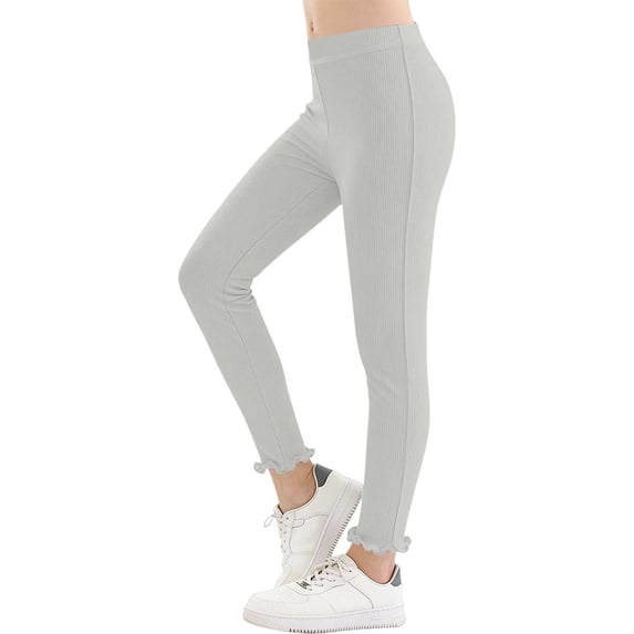 WRKEKC Leggings for Girls Ice Silk Thin Ruffle Hem Sports Yoga Pants Soft Breathable Summer 1-10 Years
