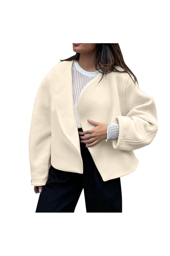 Lightweight Jacket for Women Solid Color Shawl Collar Drop Shoulder Open Front Drape Jacket without Closures