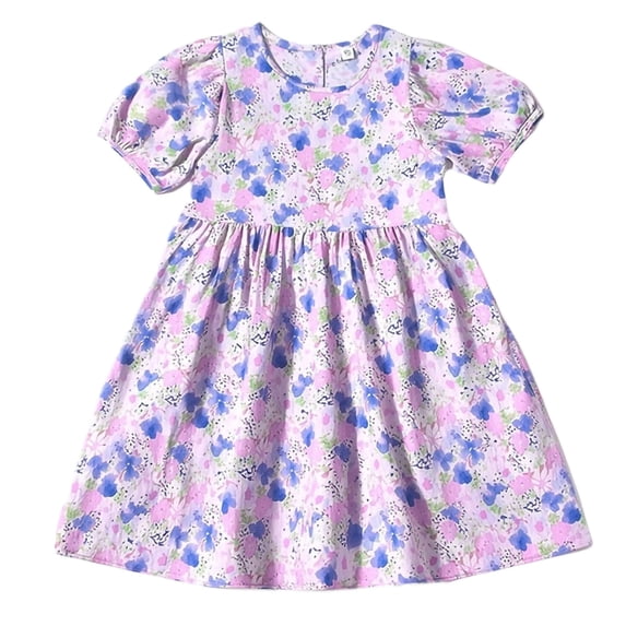 WRKEKC Little Girls Dresses Sleeveless Round Neck Gathered Bust Tiered Swing Solid Casual Midi Dress For Girls 9-16 Years