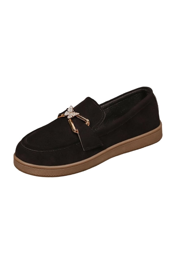 Loafers for Women Bean Shoes Solid Outdoor Loafers Flat Sole Shoes for Ladies Summer Versatile Casual Shoes