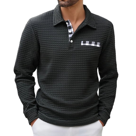 WRKEKC Long Sleeve Shirts for Men Casual Solid Color Striped Plaid Collared Button Down Shirt Fall Stylish Wear for Business Or Casual Occasions Comfortable Fit