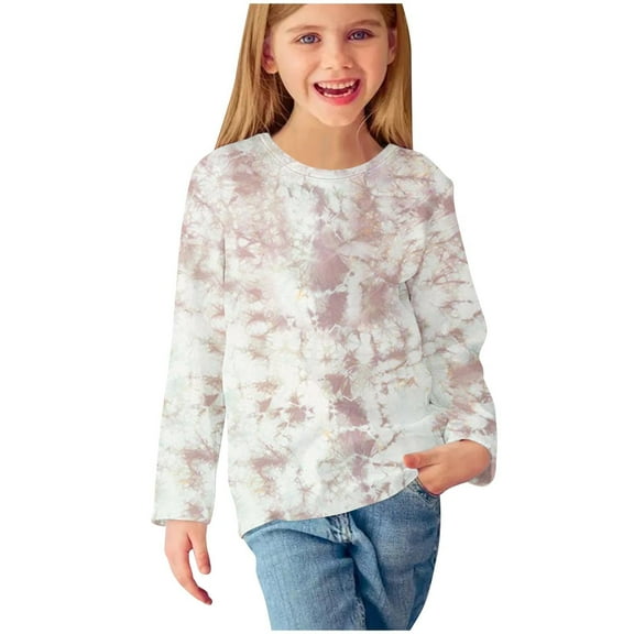 WRKEKC Long Sleeve Shirts for Girls, Girls Long Sleeve T-Shirts, Girls Fall Casual Long Sleeve Floral Print Cute Crew Neck Blouses Lightweight Tops