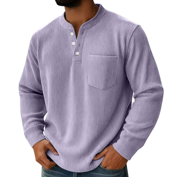 WRKEKC Long Sleeve Shirts for Men Casual Solid Color Corduroy Button Long Sleeve Shirt Regular Fit for Business Casual Wear