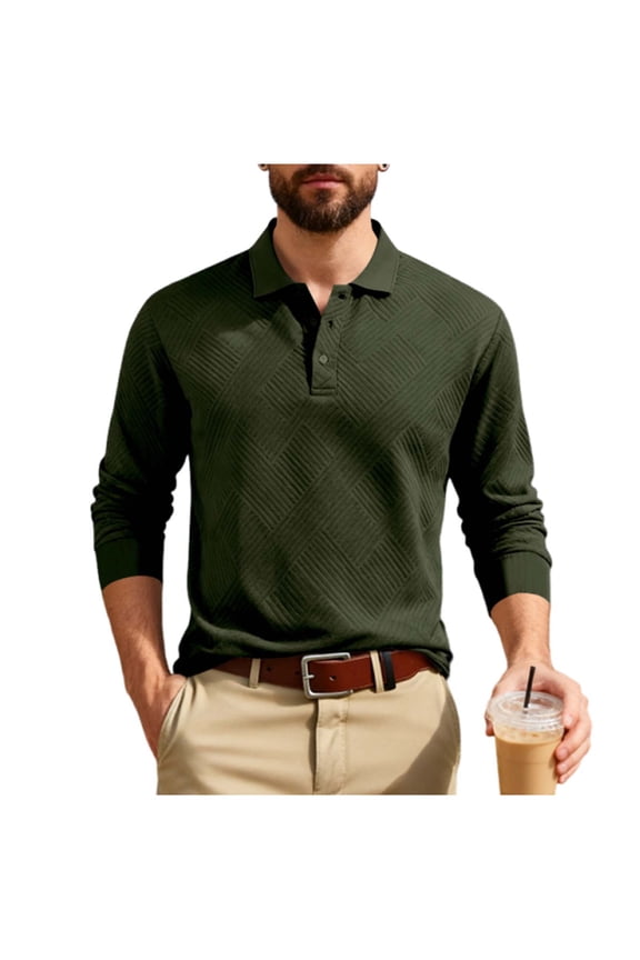 Long Sleeve Shirts for Men Solid Color Casual Button Half Open Collared Shirt Fall Business Casual Daily Life Wear